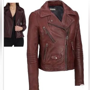 ❤️❤️ Black Rivet Burgundy Wine Genuine Leather Moto Jacket❤️❤️